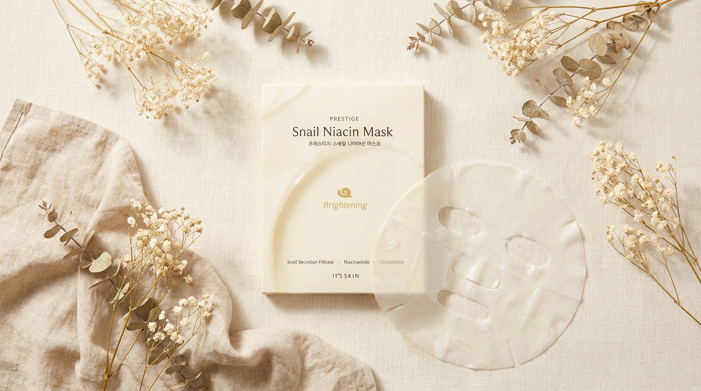 It'S SKIN Prestige Snail Niacin Mask - flat lay horizontal